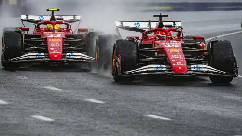 Charles Leclerc just ahead of Lewis Hamilton in the 2025 F1 Australian Grand Prix