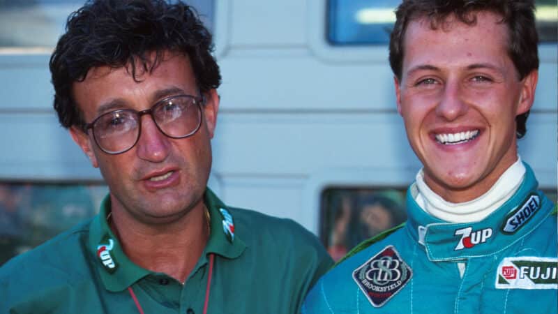Eddie Jordan with Michael Schumacher in 1991