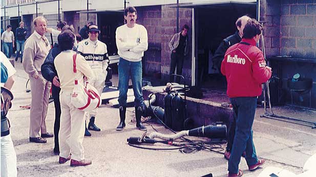Gordon Murray and Nelson Piquet in pitlane