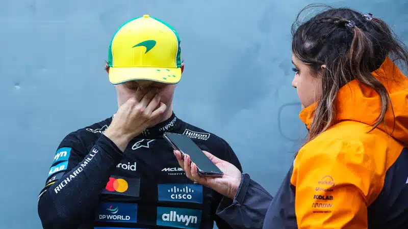 Oscar Piastri puts his hand to his face after 2025 F1 Ausralian Grand Prix