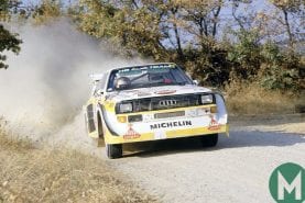 Watch Walter Röhrl wrestle the Group B Quattro
